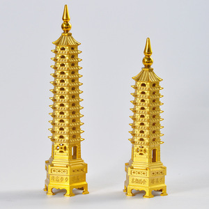 Brass Wenchang Pagoda Ornament 9 Story And <b>13</b> Story Gold Plated For Study Living <b>Room</b> Home Decor - Product Image 1