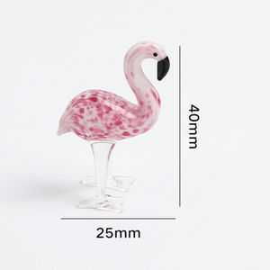 งานฝีมือแก้วเป่ามือ รูปนกฟลามิงโก้สีแดงชมพู งานศิลปะแก้วมูราโน่โบราณ ของสะสมตกแต่งบ้าน - Product Image 6