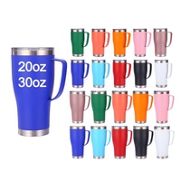 Gobelet Beauchy 20oz/30oz avec poignée, bouteille en acier inoxydable à double paroi isolée sous vide, gobelets à café, mug de voyage