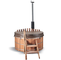 Chauffage à bois durable pour spa en cèdre rouge pour 2 à 4 personnes, havre extérieur avec aromathérapie et lumières LED