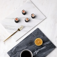 Assiette service en marbre Sushi Steak, plat coloris de service en marbre blanc Rectangle assiette BBQ fromage Pizza Dessert gâteau chocolat assiette en marbre