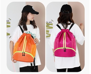 Reflective <b>Drawstring</b> Gym <b>Bag</b> with Shoe Compartment <b>Waterproof</b> Sport Cinch Sack Pack for Men Women Training Yoga Travel Beach - Product Image 5