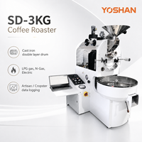 Yoshan Gazlı Elektrikli Tip Ticari 1kg 3Kg Kahve Kavurma Makinesi Kahve Çekirdeği Kavurma Makinesi Tostadora De Cafe