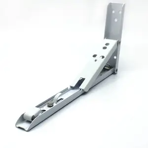 White Cold-Rolled Steel Wall Mounted Support Triangle Spring Folding Shelf Locking Hinge Bracket