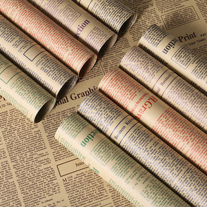 Papel de embalaje de piel de vaca, papel para envolver ramos de flores y materiales de papel para embalaje de periódicos ingleses vintage al por mayor - Product Image 3