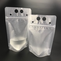 Sachet Plastique Givré Refermable pour Boissons, Jus et Aliments, 250ml, 350ml, 500ml, Pochette Debout avec Paille