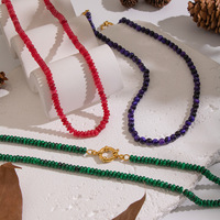 Collier ras du cou tendance en acier inoxydable avec perles colorées en abaque et pierres naturelles œil de tigre pour hommes et femmes