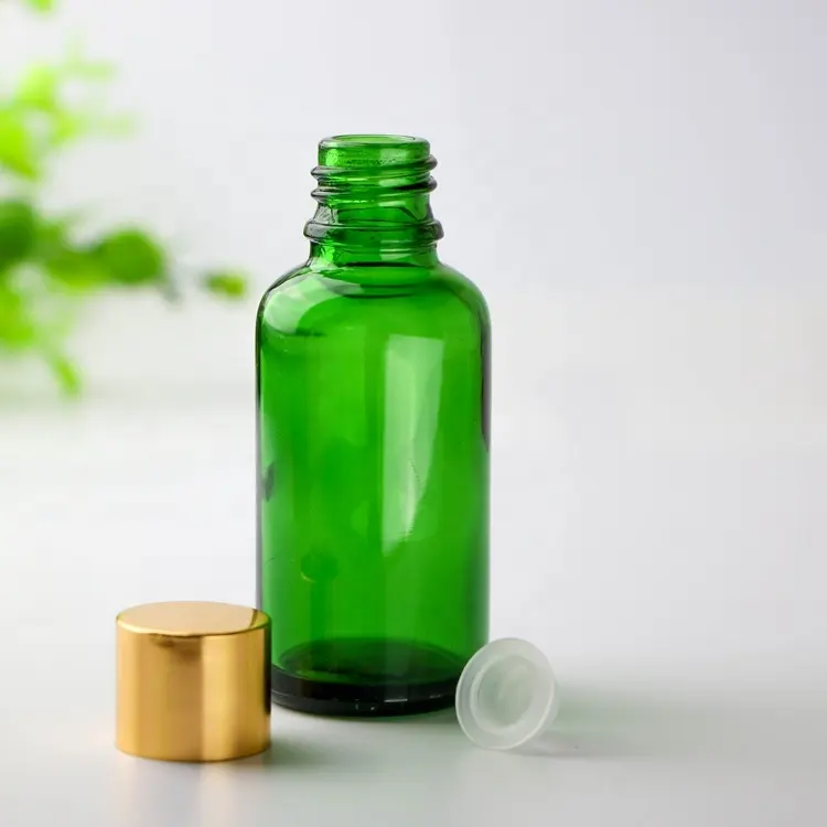 30 ml de la venta caliente mascota verde de vidrio de botella de líquido de botella de uso del aceite esencial de la botella