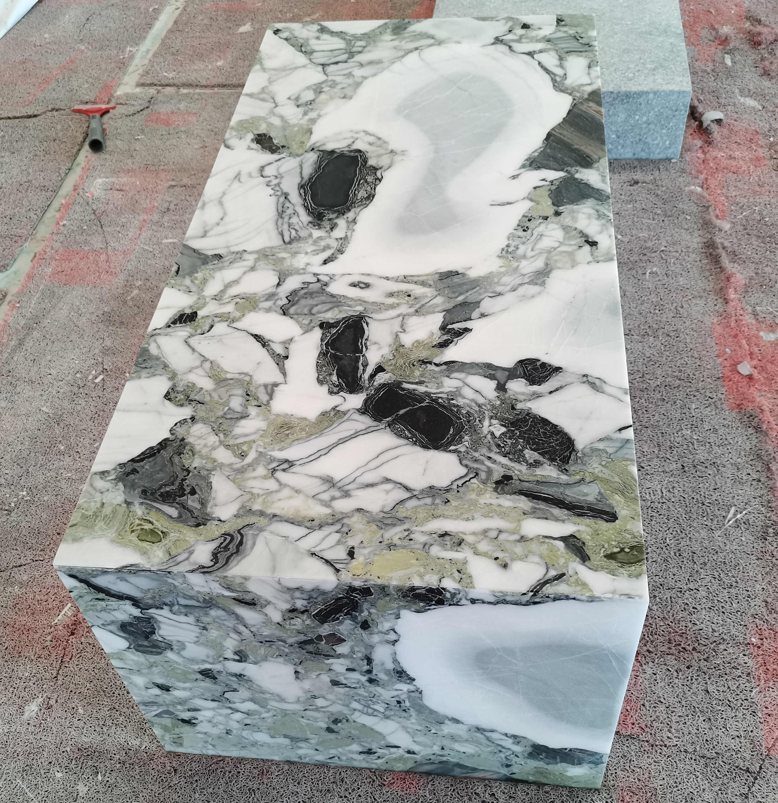 SH STONE天然石長方形形天然石冷たい翡翠茶大理石コーヒーテーブル