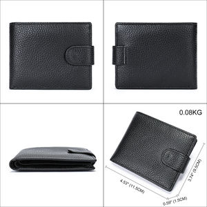 Nueva Cartera de Cuero Vacuno Corta para Hombre con Cierre de Cremallera, Plegable, de Lujo, Ligera y Moderna, con Monedero - Product Image 6