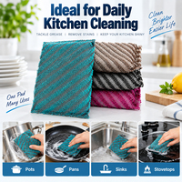 Spons Cuci Piring Berkilau Tahan Lama, Tidak Menggores, Alat Pembersih Dapur untuk Peralatan Masak dan Wastafel