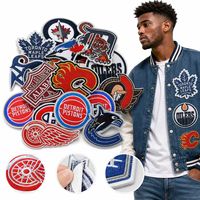 Patchs brodés thermocollants ou à coudre pour maillots de sport, logos d'équipes, écussons, mascottes (hockey, basketball, baseball)