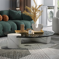 Table basse ronde en marbre classique de luxe moderne avec verre meubles design pour salon usage domestique
