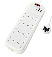 Prise de courant britannique 5 voies 13A 250V avec protection des enfants avec interrupteur individuel H05VV-F 3G1.25mm2x1.0m
