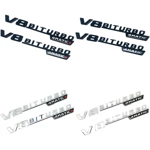 Emblème latéral de garde-boue de voiture V8 <span class=keywords><strong>Biturbo</strong></span> <span class=keywords><strong>4MATIC</strong></span> Logo <span class=keywords><strong>Mercedes</strong></span> C63S W205/W213 E63S W222 GLC63S X253 GLE63S W167 - Product Image 2