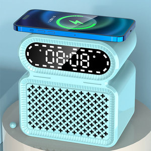 Cargador de diente azul inalámbrico con radio de carga pequeña Altavoces de diente azul Bajo fuerte Altavoz de reloj despertador LED para exteriores - Product Image 2