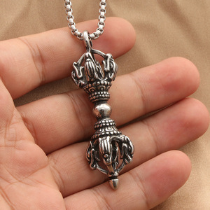 yunnique <b>Titanium</b> Steel Vajra Pendant Spike Retro Geometric Men's Necklace Stainless Steel Fashion Jewelry - Product Image 3