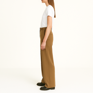 <span class=keywords><strong>Pantalon</strong></span> large taille haute personnalisé <span class=keywords><strong>pour</strong></span> femme, coupe droite, longueur intégrale, style tailleur - Product Image 2
