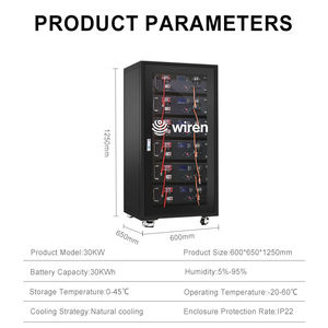 Gabinete de Baterías LiFePO4 WIREN W30KW 30KW 30KWh IP22 con Enfriamiento Natural -20~60C para Sistemas de Almacenamiento de Energía Solar Residenciales/Comerciales - Product Image 4
