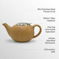 Théière en céramique 750 ml avec infuseur en acier inoxydable 304, théière en pierre mouchetée avec couvercle à rabat et filtre, ensemble cadeau pour le thé en vrac