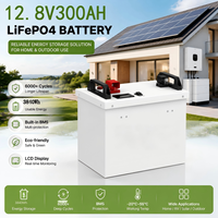 Batterie LiFePO4 12V 300Ah haute performance à décharge profonde, 6000 cycles, protection BMS intégrée pour applications solaires, marines et VR