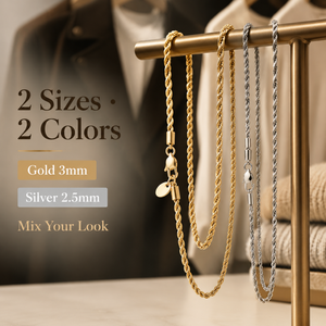 316L Stainless Steel Rope Chain Necklace 18K Gold Plated Geometric Trendy Hypoallergenic <b>Lobster</b> <b>Clasp</b> Waterproof Daily Party - Product Image 2
