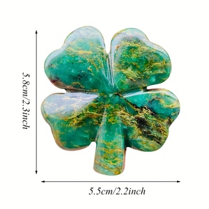 Carved Green Jade Four <b>Leaf</b> Clover Figurine Crystal Carvings Emerald Clover Feng Shui Home Decoration - Product Image 1