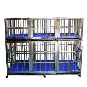 Cage pour chien pliante à motif solide à 3 couches et 9 portes grande enceinte pour animaux de compagnie avec roues palette de plateau en plastique solide en acier inoxydable - Product Image 3