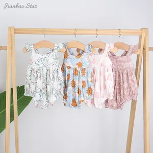 Wholesale Ruffle Style Baby Romper Summer Lovely Baby Girls Suspender 100%cotton Fabric Sleeveless Baby Romper