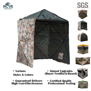 Tente de chasse portable 3-4 personnes, une chambre, en Oxford 150D, camouflage silencieux 360°, avec porte battante pour la chasse au canard - Product Image 1