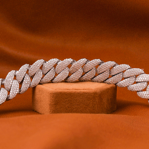 Pulsera de Eslabones de Plata de Ley 925 Brillante con Moissanita, Cadena de Pulsera Hip Hop con Piedras VVS, Elegante Accesorio de Joyería - Product Image 3