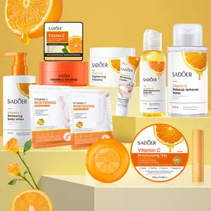SADOER Kit de Soins Cutanés Naturels à la Vitamine C, Hydratant Éclaircissant Visage, Mains, <span class=keywords><strong>Yeux</strong></span> et Corps, Huile et Gel Exfoliant – Meilleures Ventes - Product Image 1