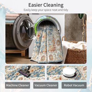 Lavabili Boho Area tappeti 9x12 antiscivolo tappetini per soggiorno camera da letto stile Vintage fattoria ingresso <span class=keywords><strong>cucina</strong></span> <span class=keywords><strong>arancione</strong></span> blu - Product Image 4