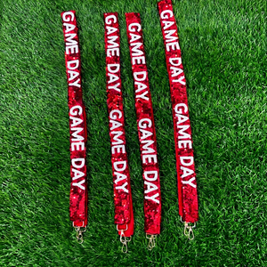 Red Sequin <b>Game</b> Day Strap with Metal <b>Hook</b> Fashionable Bag Accessory - Product Image 1