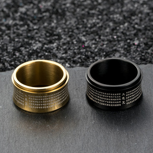 Chinese Style <b>Titanium</b> Steel Rotating <b>Ring</b> Great Compassion Prayer Stainless Steel Thumb <b>Ring</b> Jewelry Unisex Gift - Product Image 2