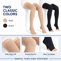 Bas de contention médicaux à hauteur de cuisse, à bout ouvert, à compression graduée, anti-varices, pour femmes
