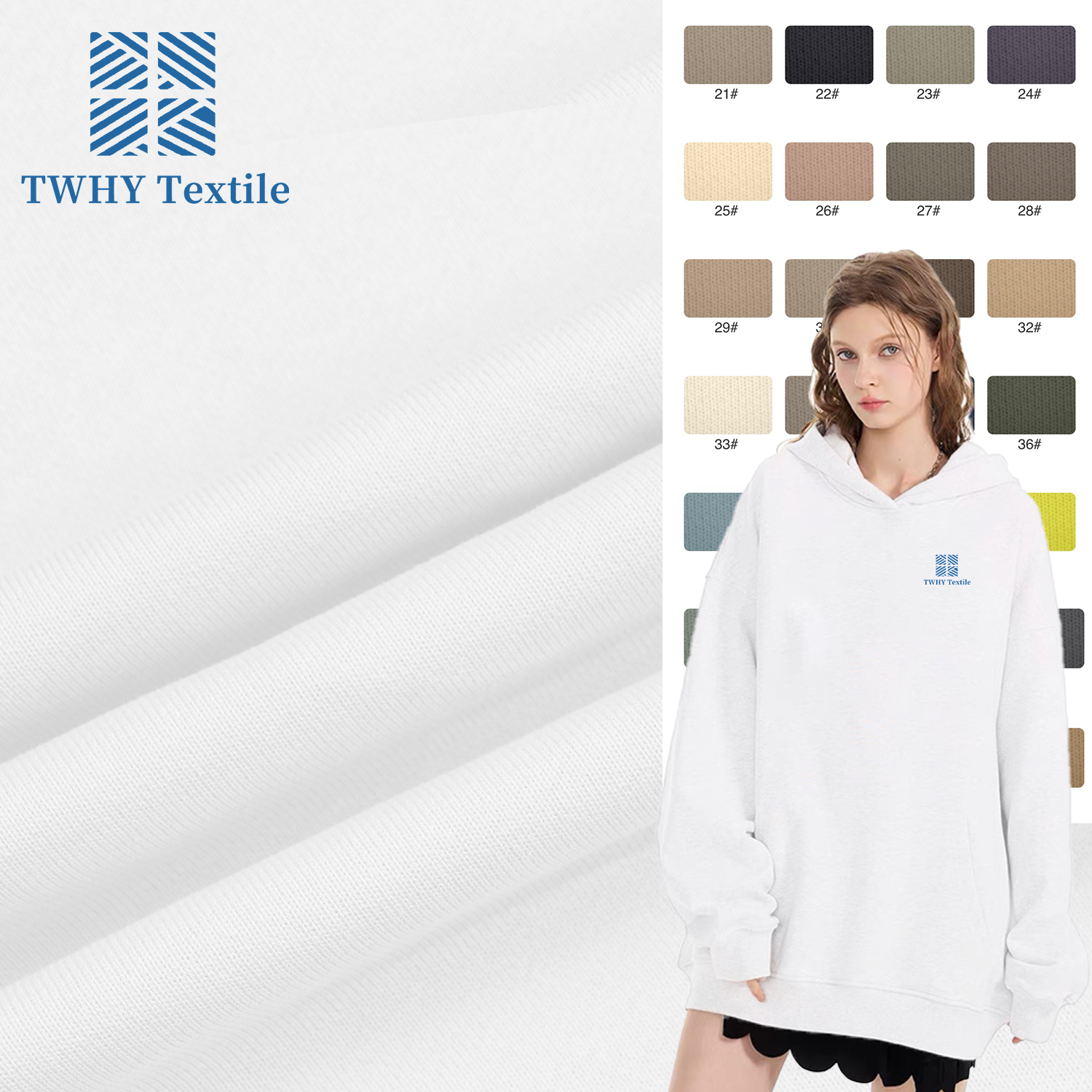 Cotton Fabrics Manufacturers 400gsm Heavyweight French Terry Textile Raw Material 100% Cotton Knit Fabric for Oversized Hoodies