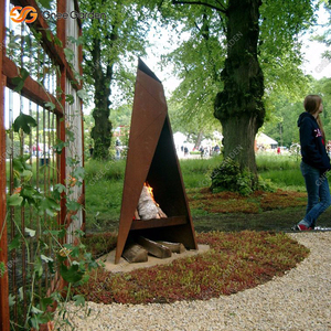Foyer moderne en acier corten irrégulier Cheminée extérieure Chauffage à bois écologique pour le camping, le jardin et la cuisine en plein air - Product Image 4