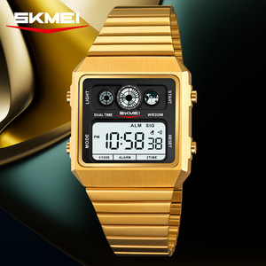 Skmei Digital Watch Men Stainless Steel Band 3Bar Water Resistant Luminous Dual Time Alarm Sports Watch - Product Image 2