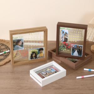 Nhà Máy Sáng tạo chất lượng cao trong suốt khung ảnh nổi hai mặt MDF & gỗ với kính tùy chỉnh cho Hình tượng trưng tự làm - Product Image 2