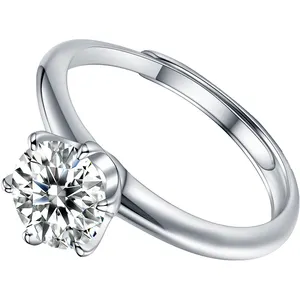 1 Carat Moissanite Round Ring VVS Sterling Silver 925 Fashionable Fine Jewelry For Women Wholesale