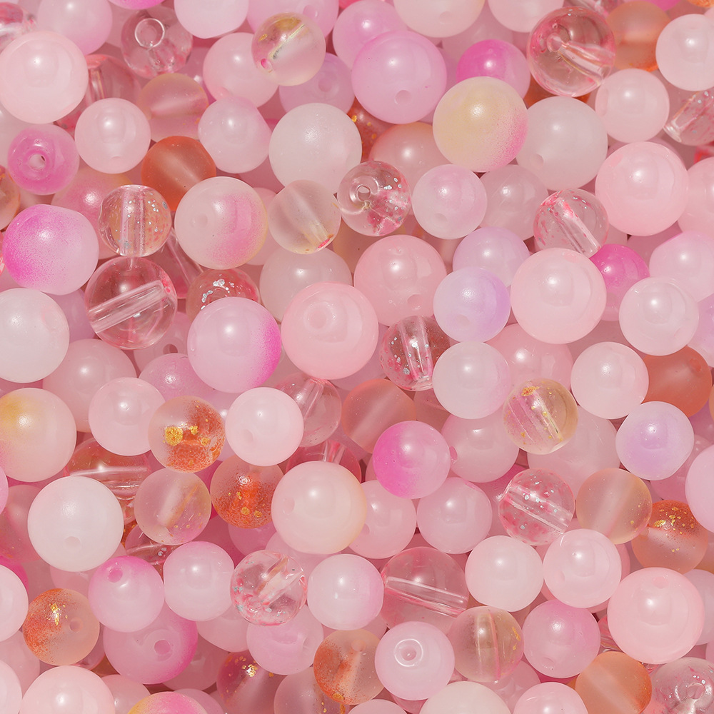 Perles de verre éclatantes roses
