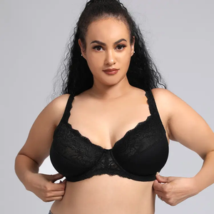 Ventes directes d'usine Ultra-mince grande taille pleine coupe sous-vêtements dentelle <span class=keywords><strong>transparente</strong></span> large bandoulière soutien-gorge pour femmes - Product Image 6