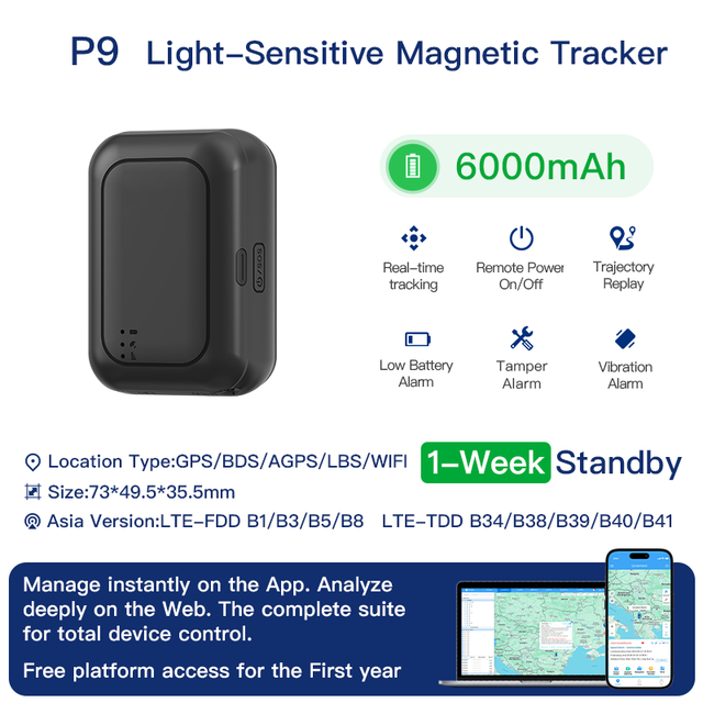 4G LTE Wireless Magnetic GPS AGPS WiFi GPRS Beidou Tracker GSM LBS SIM Card IOS/Android App Dashboard 365 Days PC Compatible