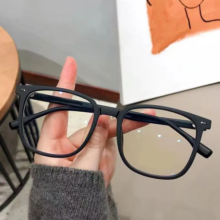 Hot-Selling Matzwarte Bijziendheid Bril Voor Mannen En Vrouwen Vierkant Frame Ronde Gezicht Optische Bril Anti-Blauw Licht Bril Frame