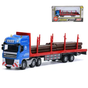 Mini 1:50 iecast Metal Log Transporter Modelo Caminhão Liga Simulação Madeira Trailer Transporte Veículo Brinquedos