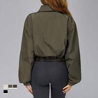 Mode Polo Neck Zipper Confortable Poche Lâche Sports Outdoor Gym Femmes Yoga Veste