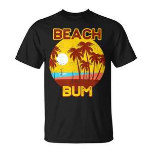 T-shirt unisexe à manches courtes et col rond pour adultes, avec motif d'été, Beach Bum - Product Image 1