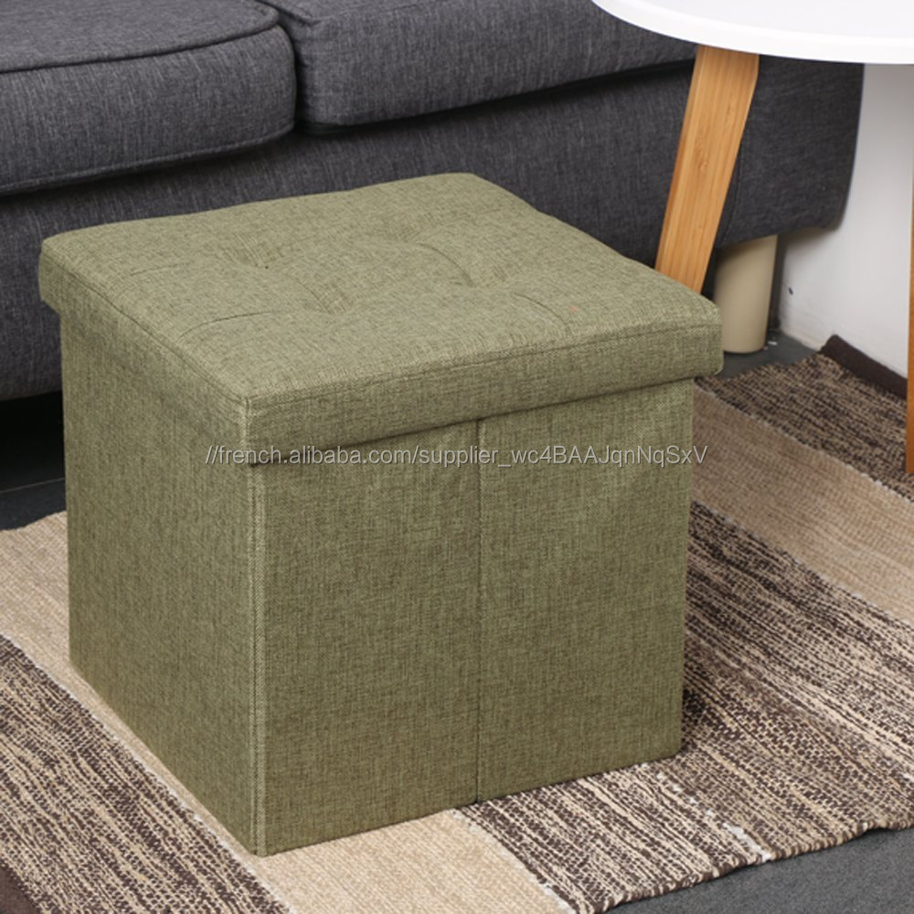 Offre Spéciale Tabouret Gonflable Carré Carré Pliable Moderne Lin Pouf de Rangement En Tissu