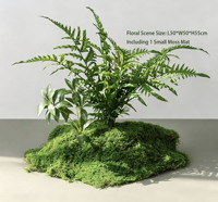 Mousse et plantes vertes simulées pour l'aménagement paysager intérieur haut de gamme, fleurs artificielles au sol pour une décoration biomimétique